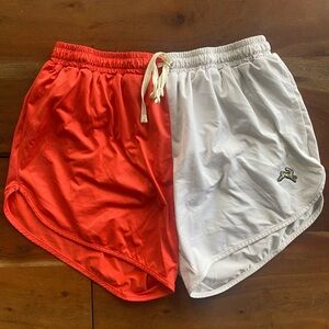 Tracksmith Red and White Men Split Shorts